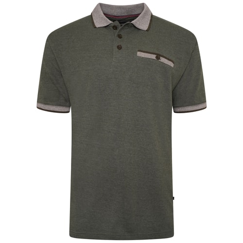 KAM Pique Melange Poloshirt Khaki meliert